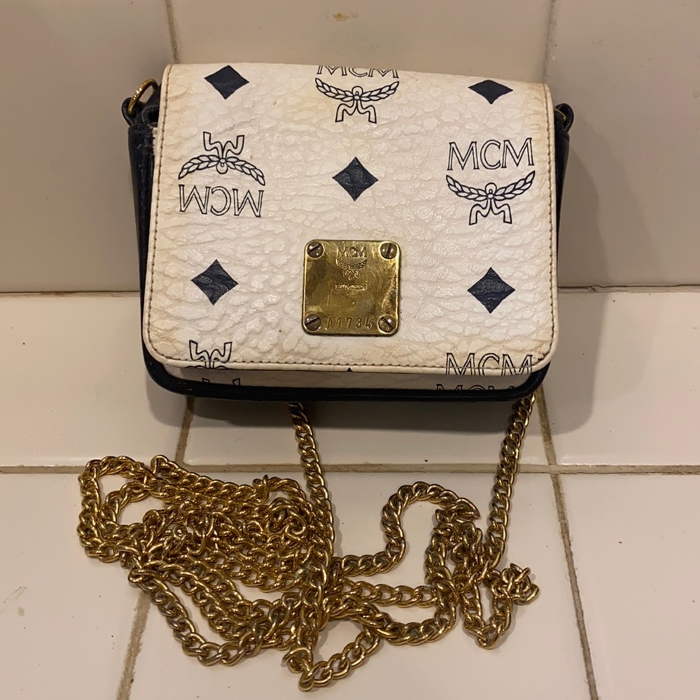 Authe MCM MUNCHEN Chain Mini Crossbody Bag
